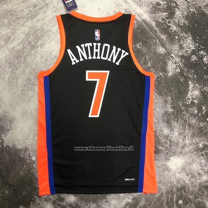 Maglia New York Knicks Carmelo Anthony #7 Citta 2022-23 Nero